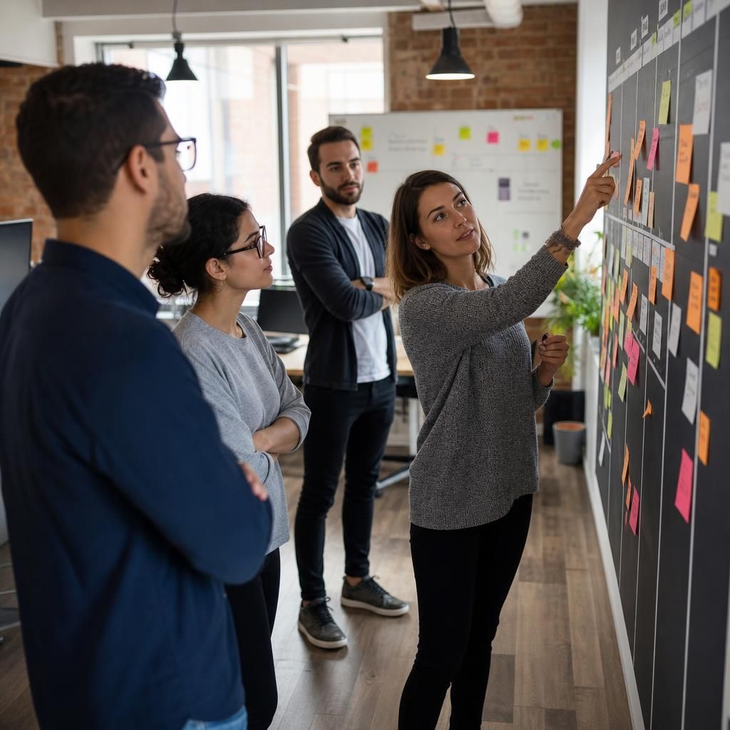 Scrum meeting depiction